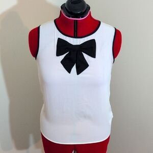 Forever 21| Elegant White Sleeveless Top with Black Bow